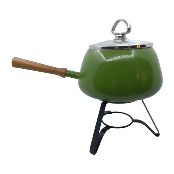 Vtg. MCM Fondue Pot Avocado Green Japan With Chantal Marked Lid READ Description - Picture 12 of 16